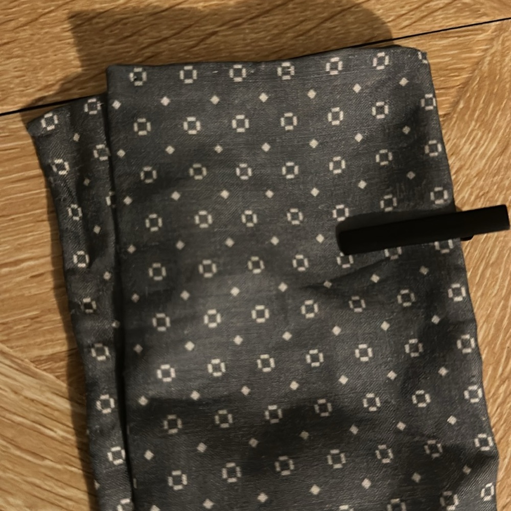 The Tie Bar matte black tie bar and gray pocket square bundle